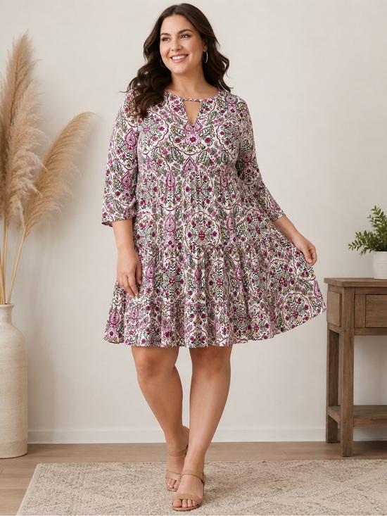 torrid Dresses & Skirts - Torrid Ivory Floral Print Challis Skater Dress Size 00 (Size 10 M/L)
